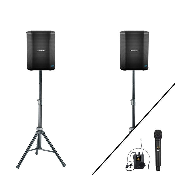Portable PA System - 1 x Wireless Headset Microphone and 1 x Wireless Handheld Microphone