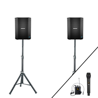 Portable PA System - 1 x Wireless Headset Microphone and 1 x Wireless Handheld Microphone